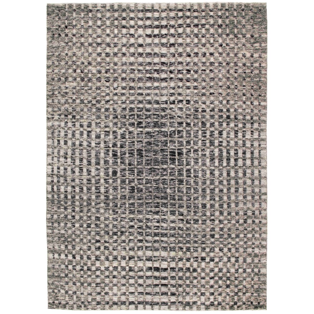 Landscape Cliff Modern Wool Textured Rug in Charcoal Grey